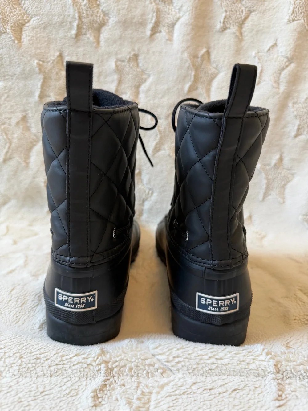 EUC Sperry Gosling Black Quilted Waterproof Duck Winter Boots